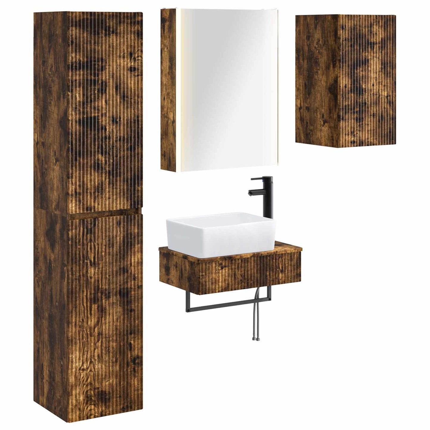 Bathroom Furniture Set 5 pcs Smoked Oak
