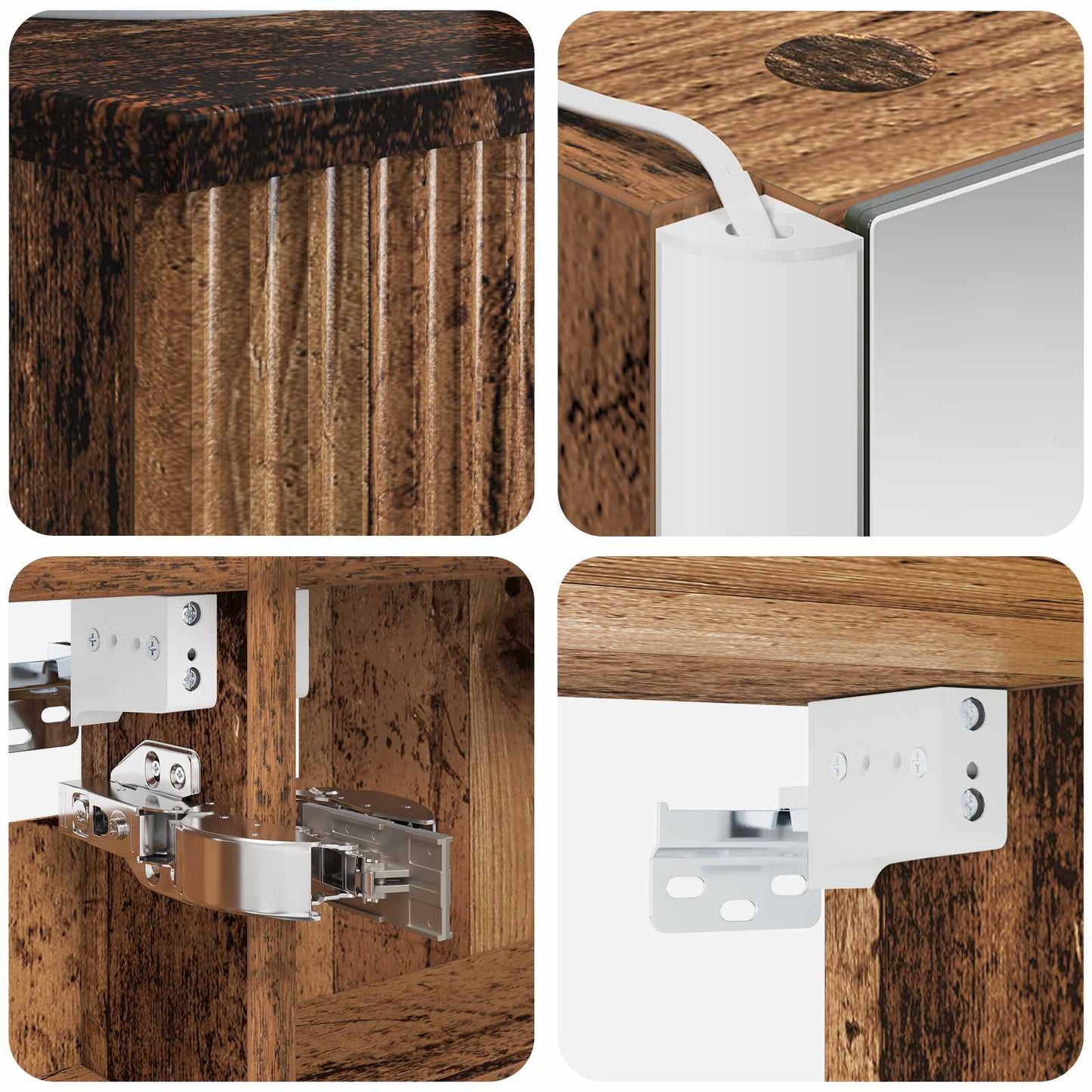 Bathroom Furniture Set 5 pcs Old Wood Engineered Wood and Glass