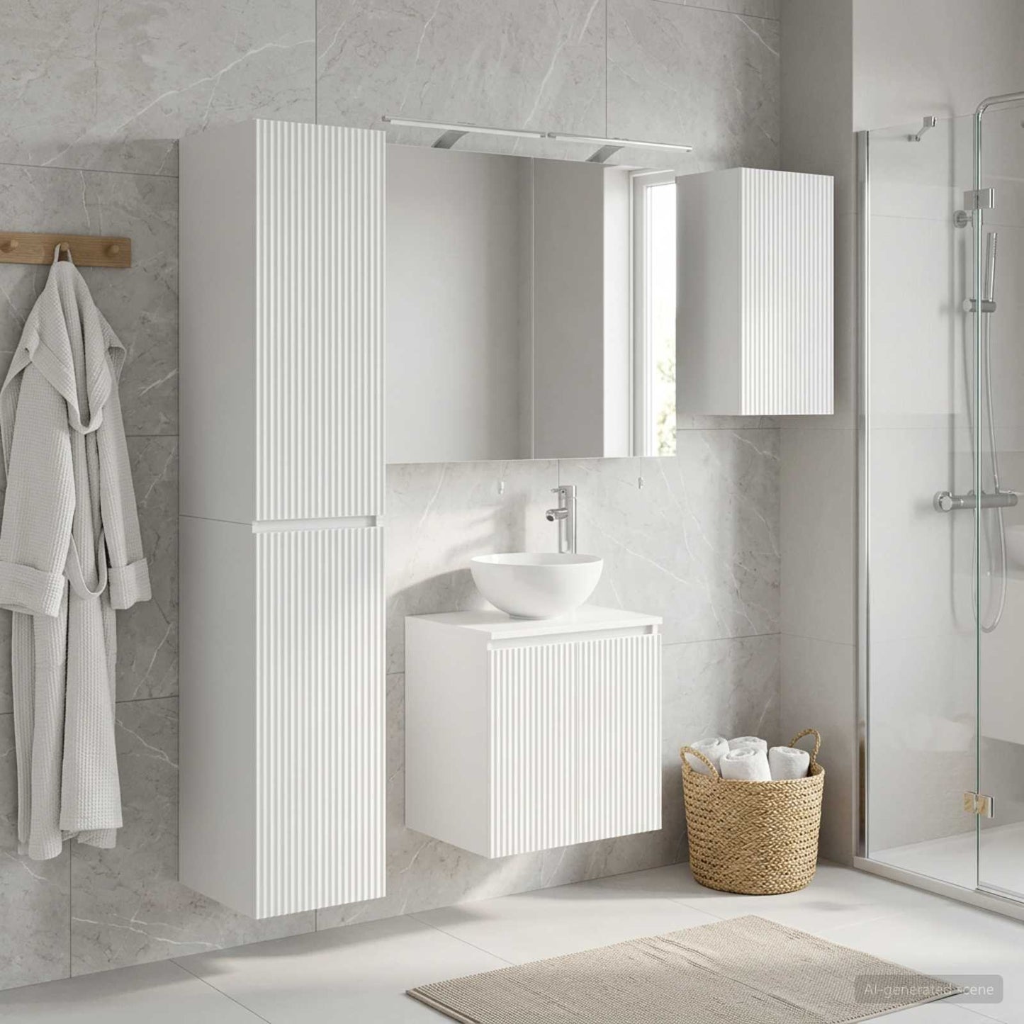 Bathroom Cabinet Set 5 pcs White Engineered Wood