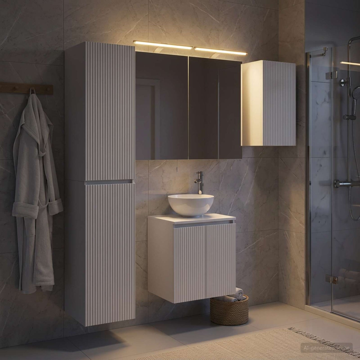Bathroom Cabinet Set 5 pcs White Engineered Wood