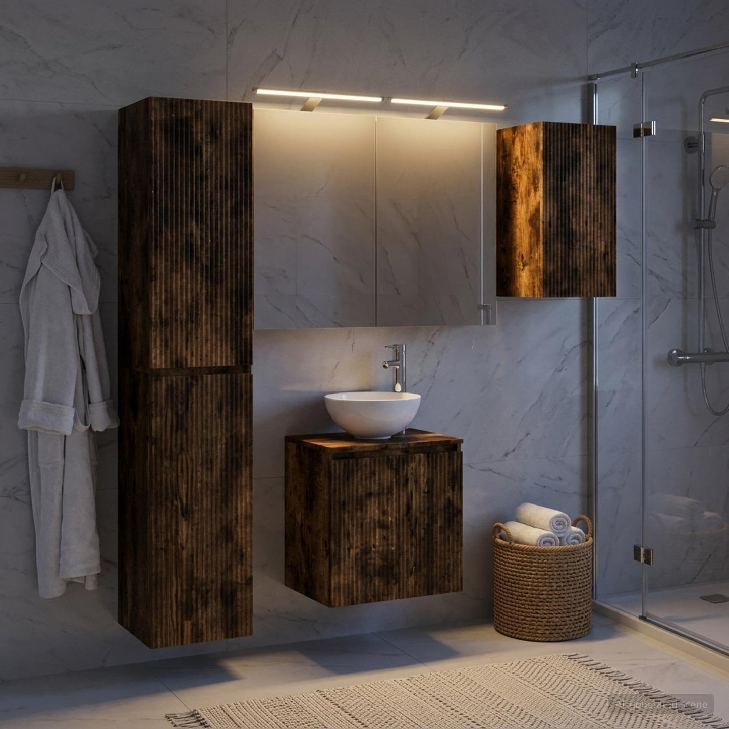 Bathroom Cabinet Set 5 pcs Smoked Oak Engineered Wood