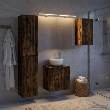 Bathroom Cabinet Set 5 pcs Smoked Oak Engineered Wood