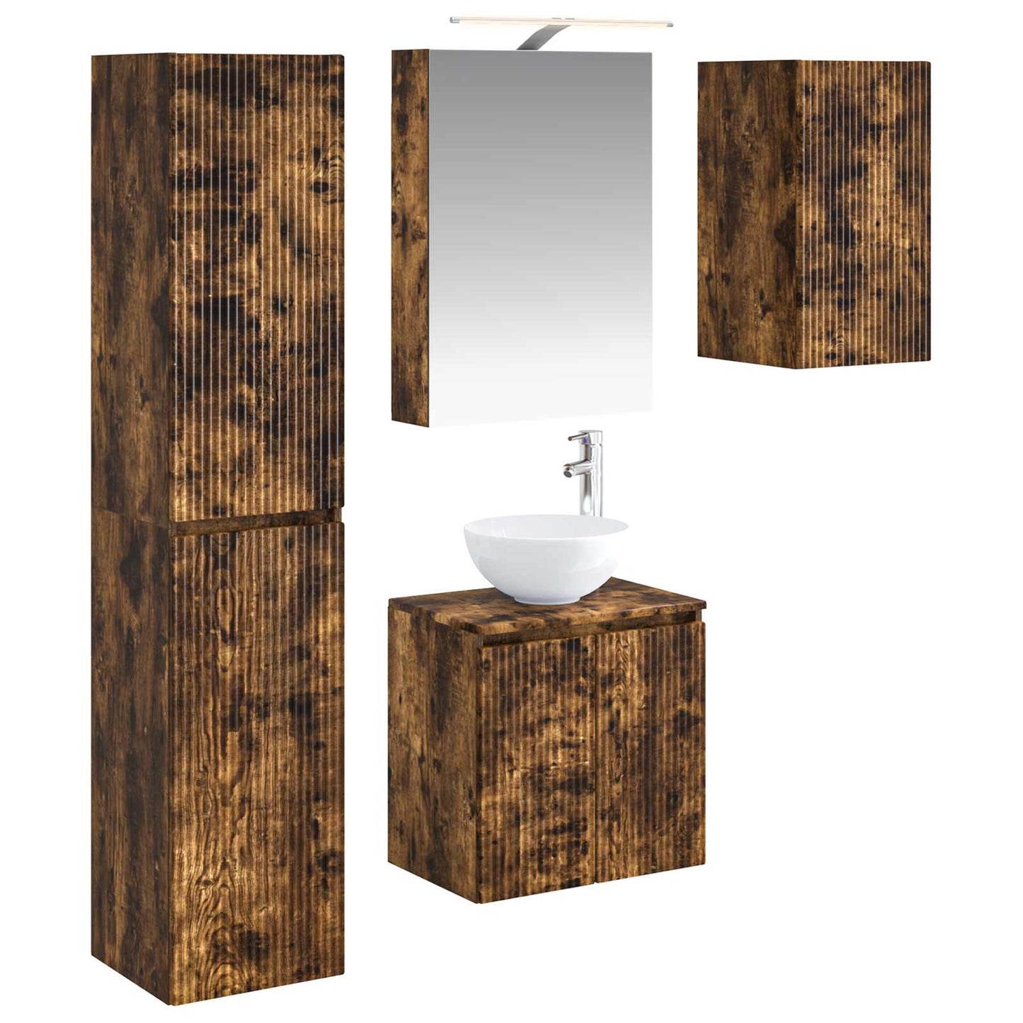 Bathroom Cabinet Set 5 pcs Smoked Oak 50 x 14.5 x 70 cm