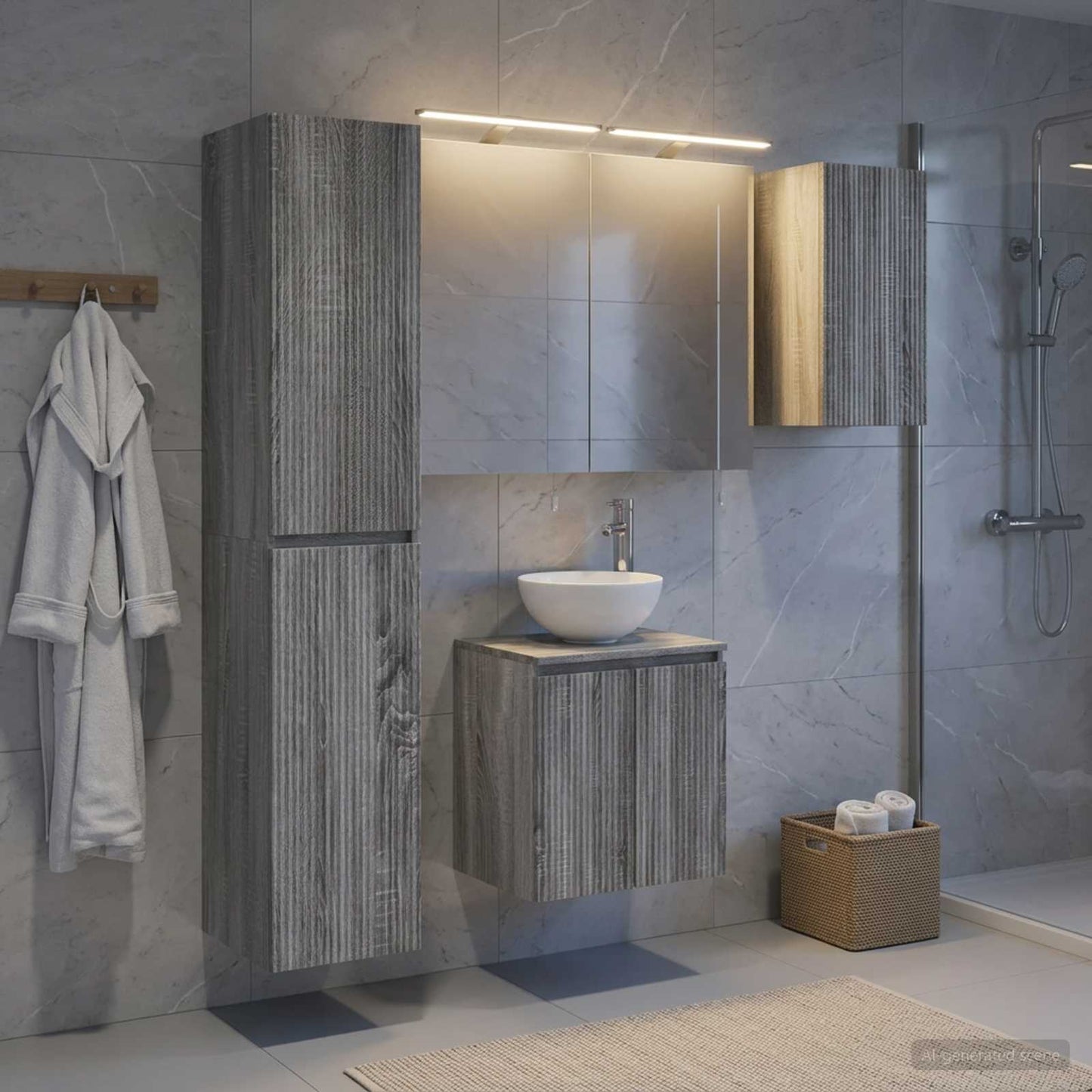 Bathroom Cabinet Set 5 pcs Grey Sonoma Engineered Wood