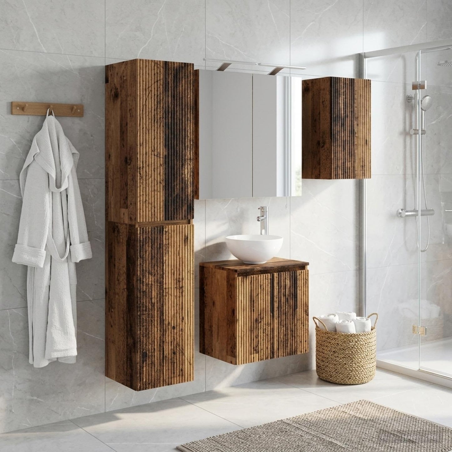 Bathroom Cabinet Set 5 pcs Old Wood Engineered Wood