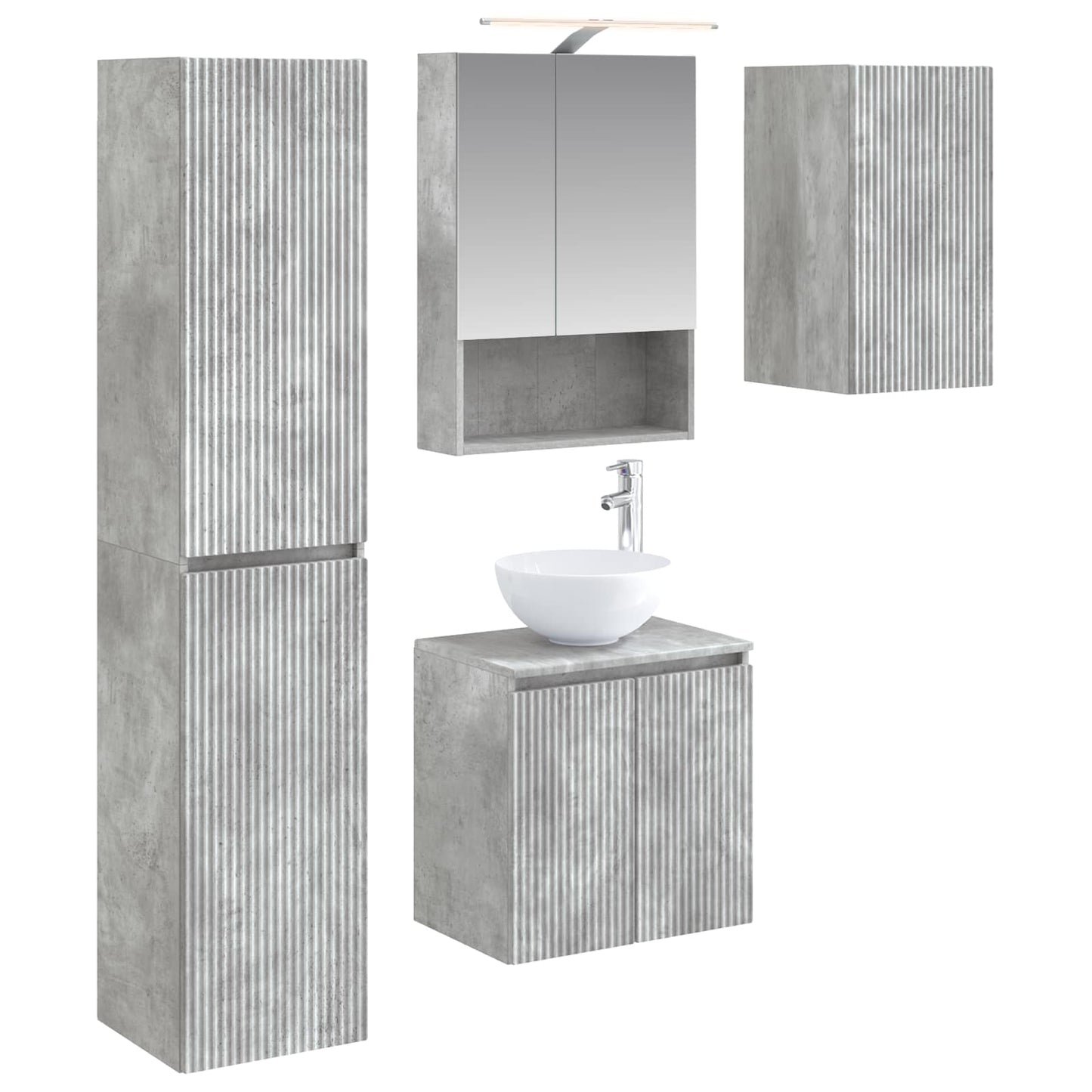 Bathroom Cabinet Set 5 pcs Concrete Grey 50 x 14.5 x 70 cm