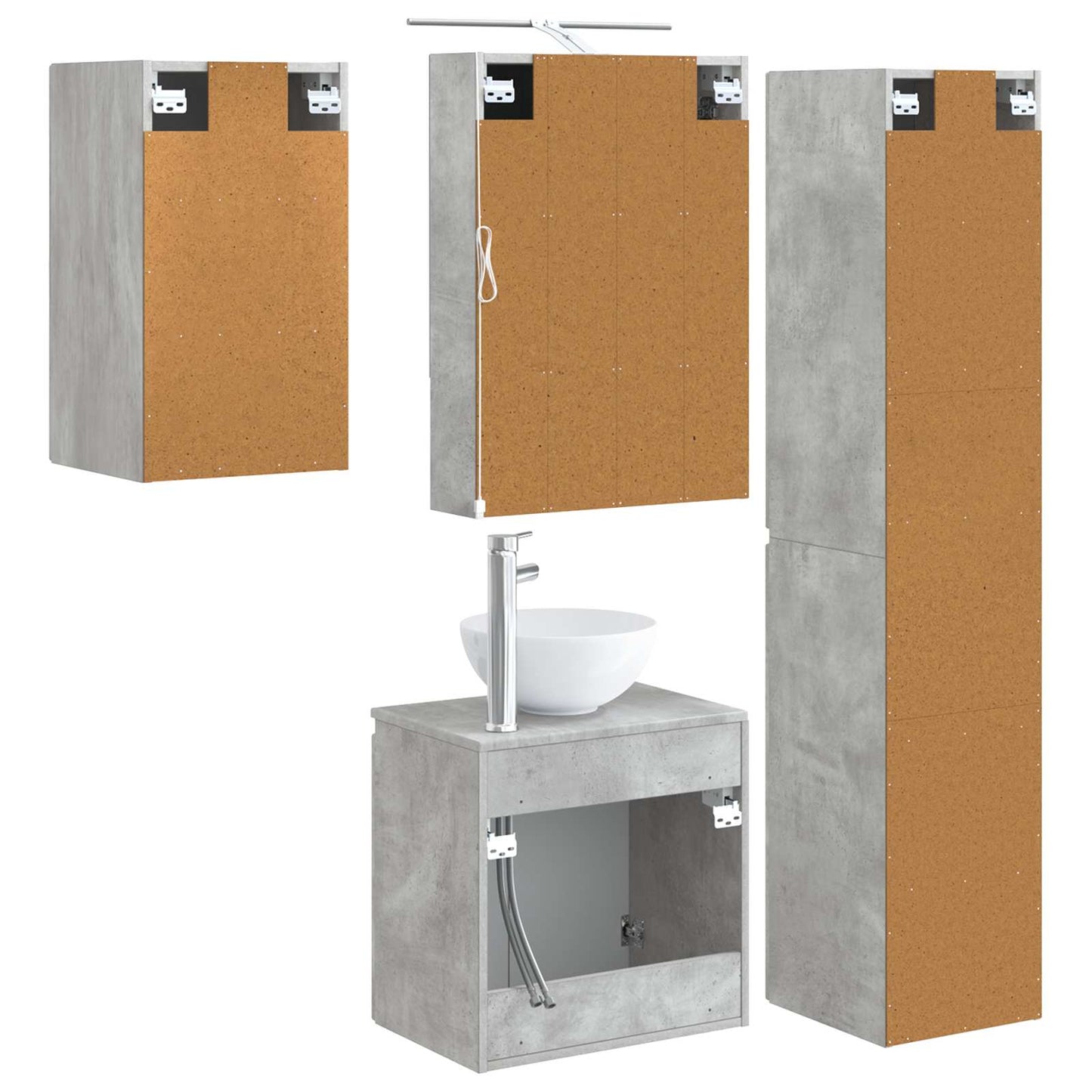 Bathroom Cabinet Set 5 pcs Concrete Grey 50 x 14.5 x 70 cm