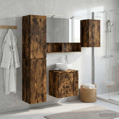Bathroom Cabinet Set 5 pcs Smoked Oak Engineered Wood