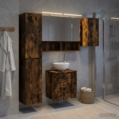 Bathroom Cabinet Set 5 pcs Smoked Oak Engineered Wood