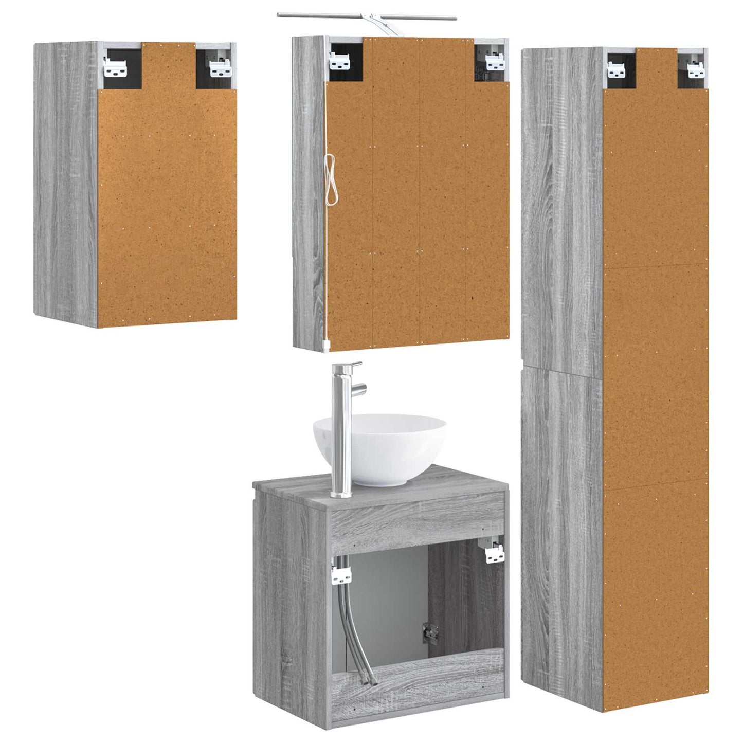 Bathroom Cabinet Set 5 pcs Grey Sonoma 50 x 14.5 x 70 cm