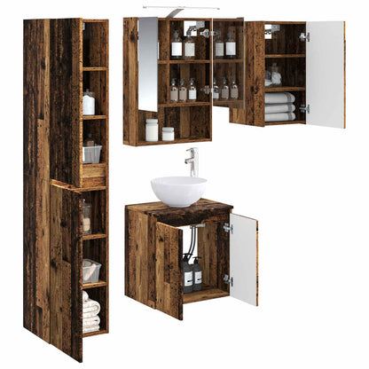 Bathroom Cabinet Set 5 pcs Old Wood 50 x 14.5 x 70 cm
