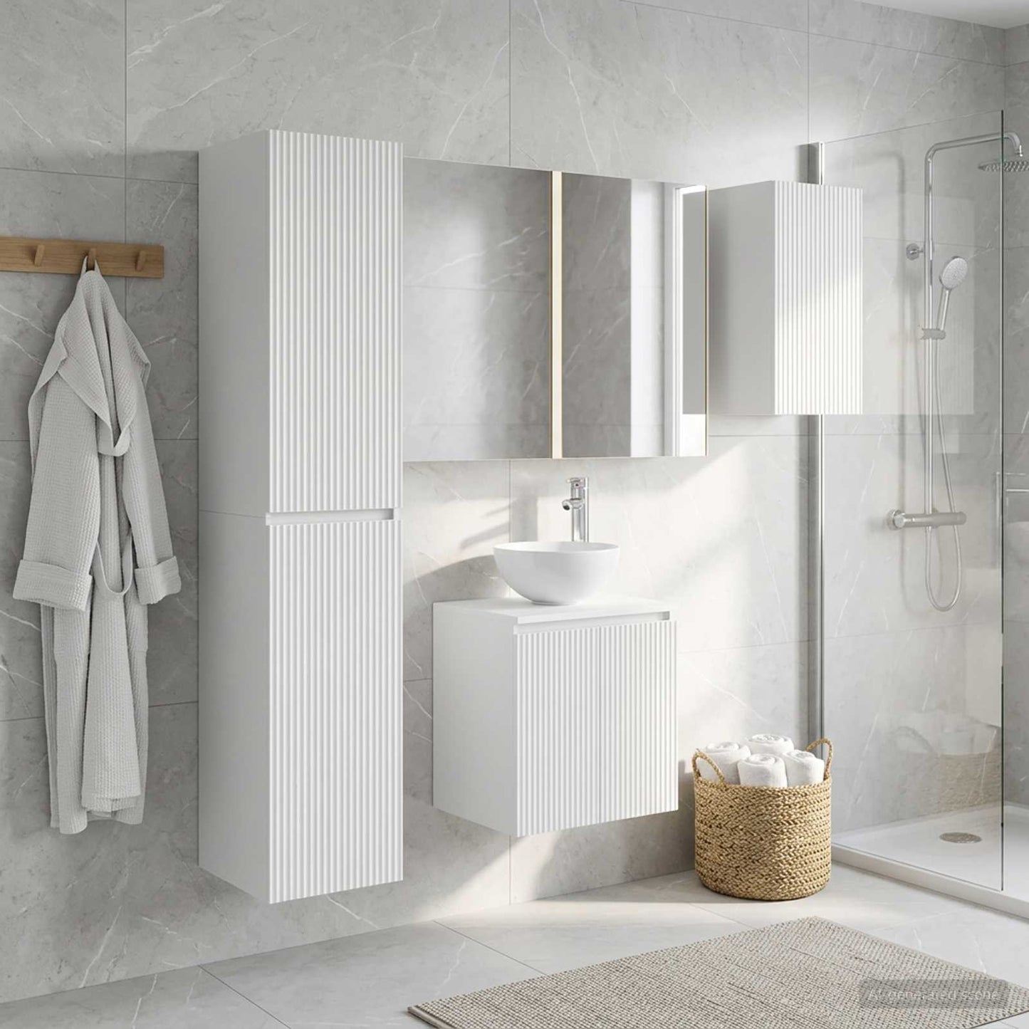 Bathroom Cabinet Set 5 pcs White Engineered Wood