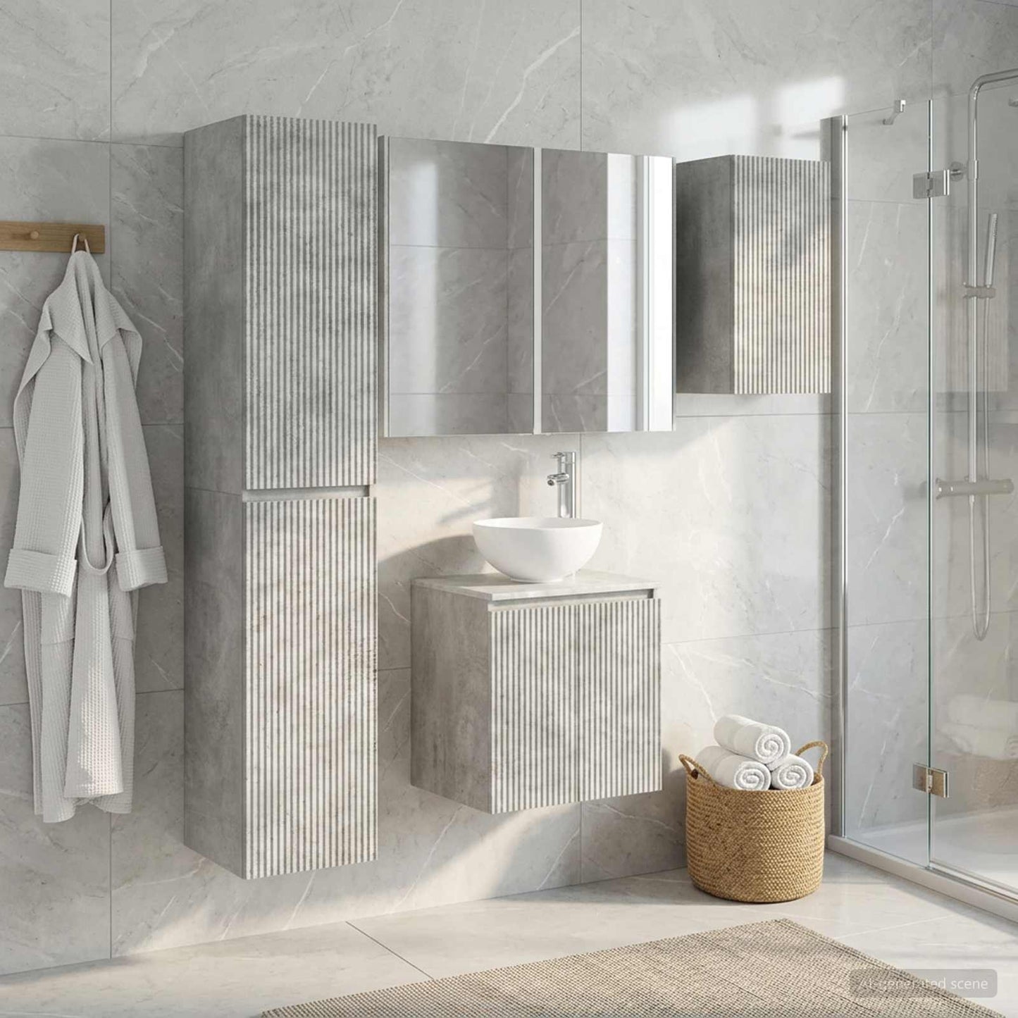 Bathroom Cabinet Set 5 pcs Concrete Grey Engineered Wood