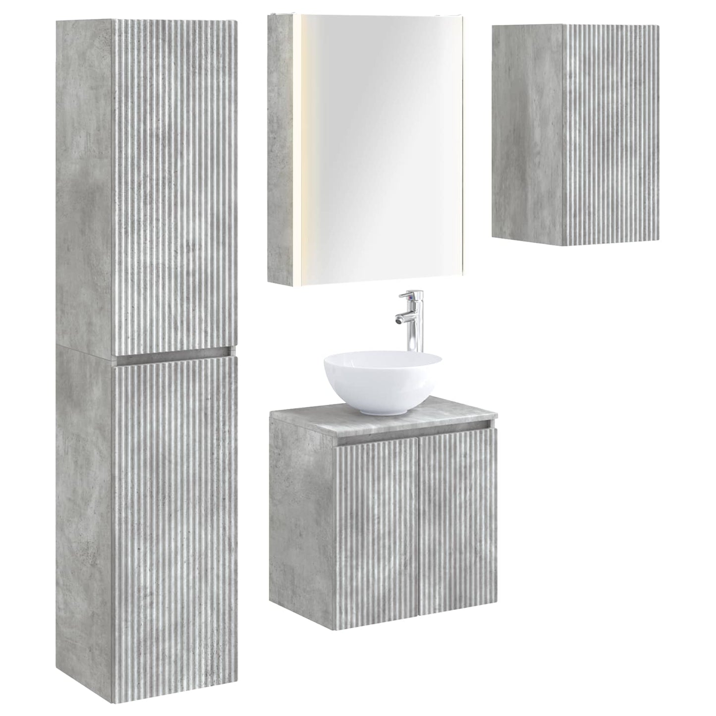 Bathroom Cabinet Set 5 pcs Concrete Grey 53 x 15.5 x 70 cm