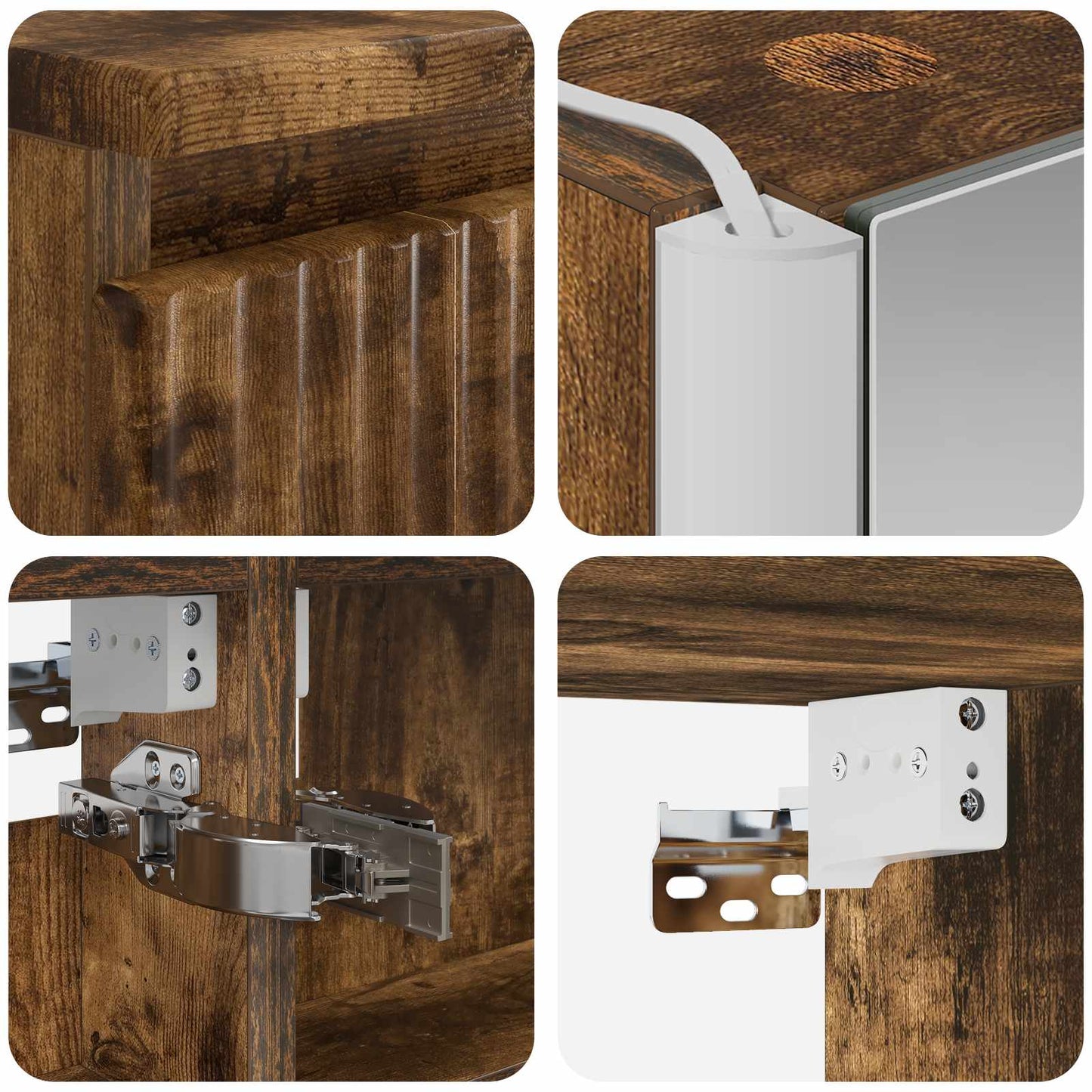 Bathroom Cabinet Set 5 pcs Smoked Oak Engineered Wood