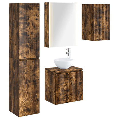 Bathroom Cabinet Set 5 pcs Smoked Oak 53 x 15.5 x 70 cm