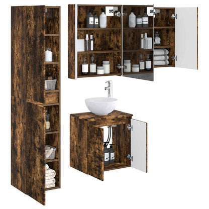 Bathroom Cabinet Set 5 pcs Smoked Oak 53 x 15.5 x 70 cm