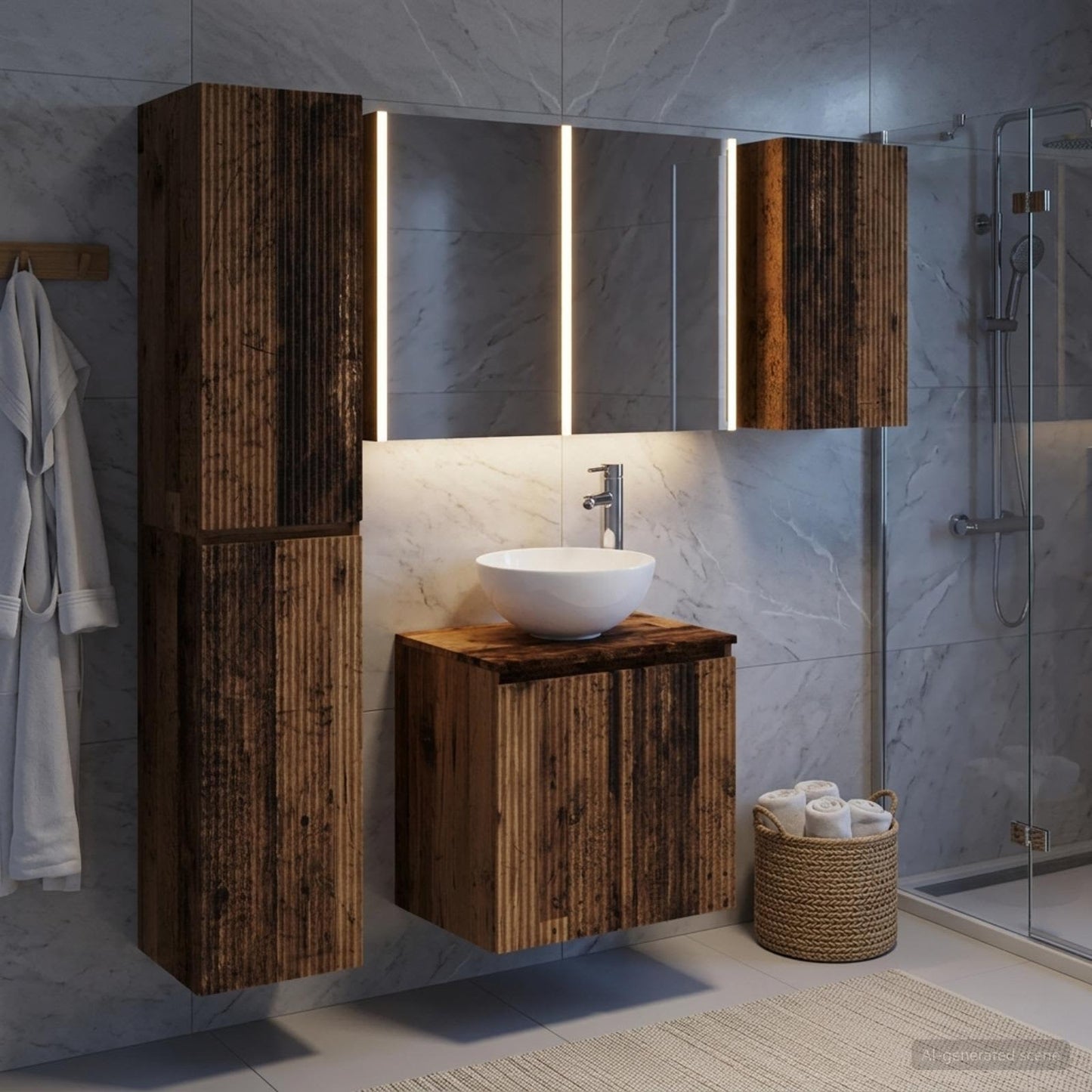 Bathroom Cabinet Set 5 pcs Old Wood Engineered Wood
