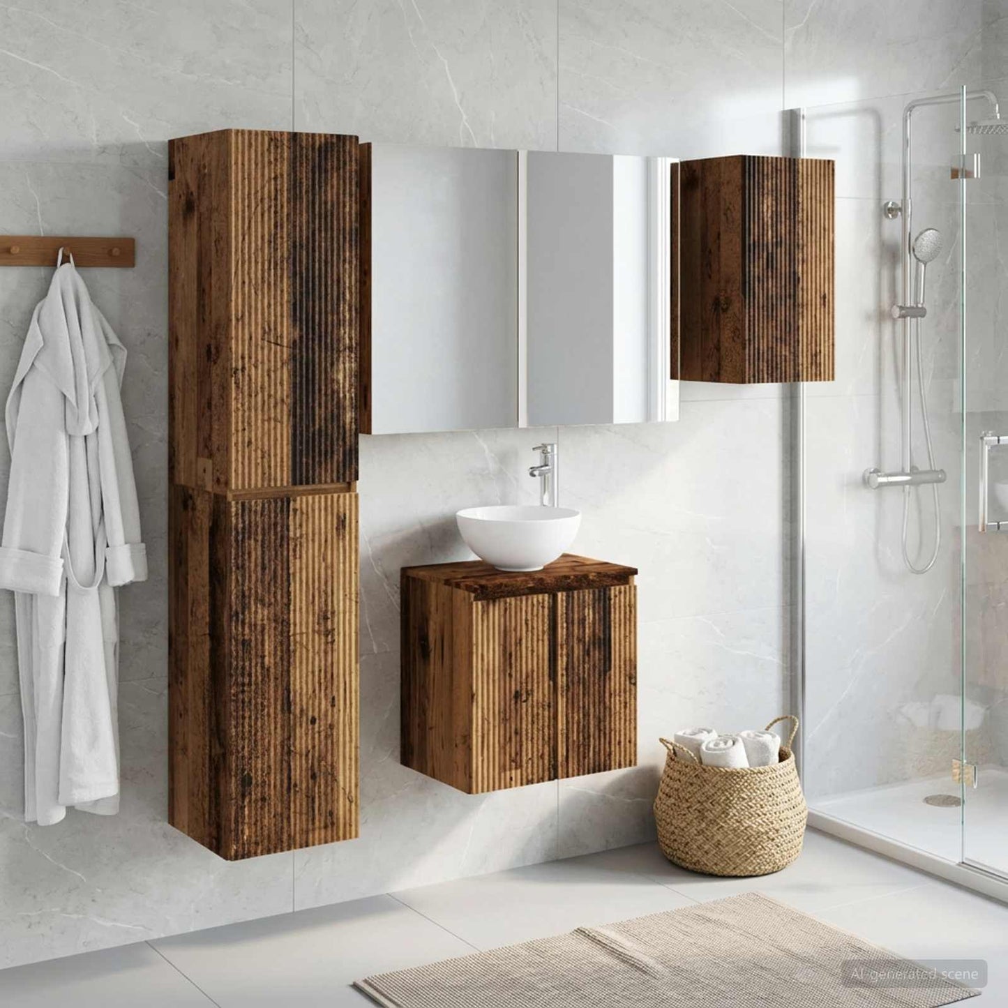 Bathroom Cabinet Set 5 pcs Old Wood Engineered Wood