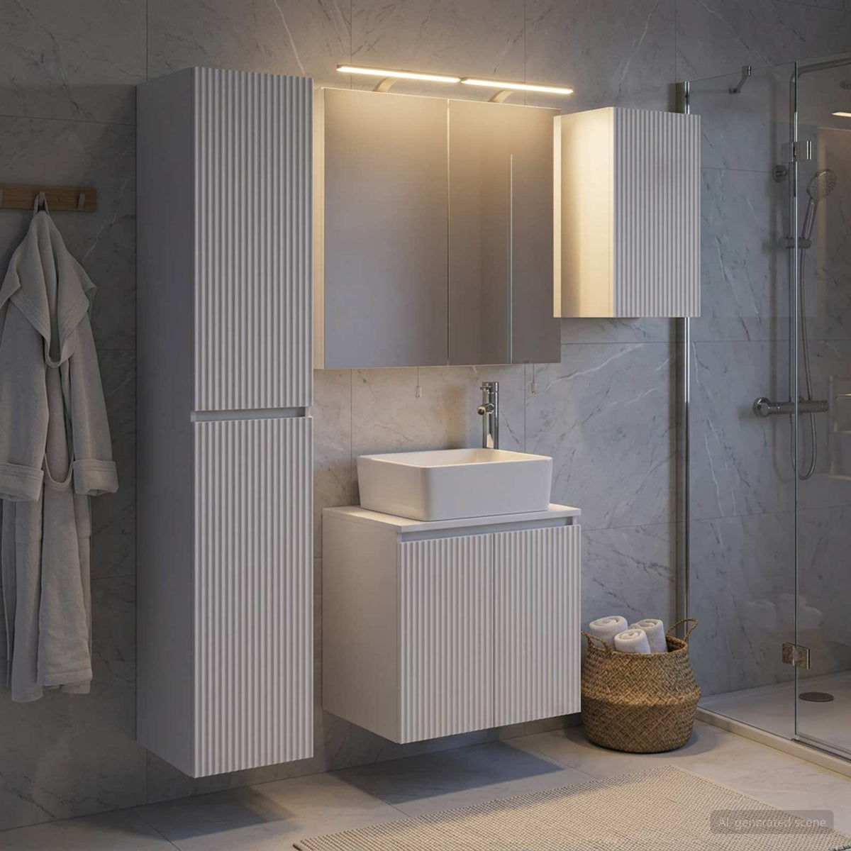 Bathroom Cabinet Set 5 pcs White Engineered Wood