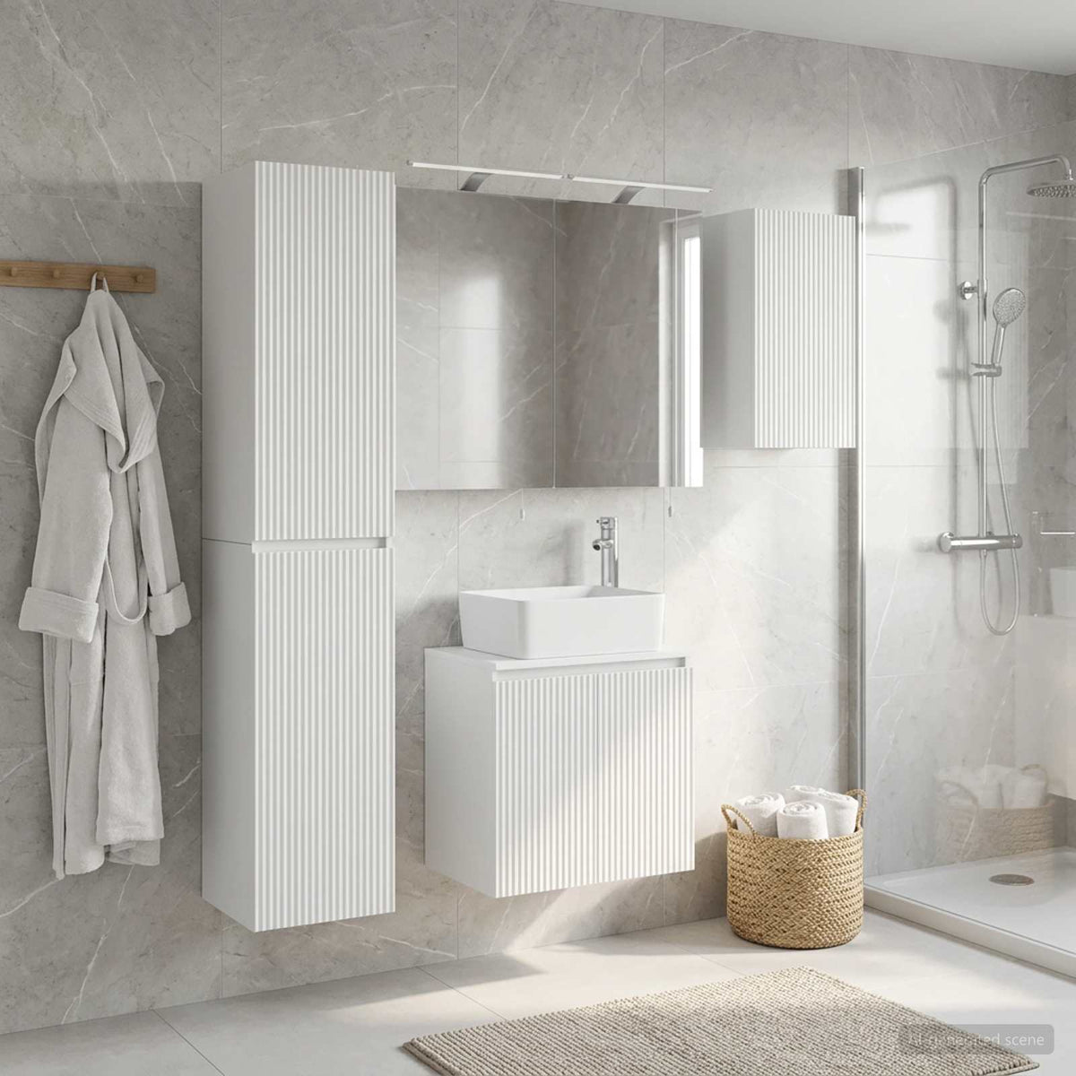 Bathroom Cabinet Set 5 pcs White Engineered Wood