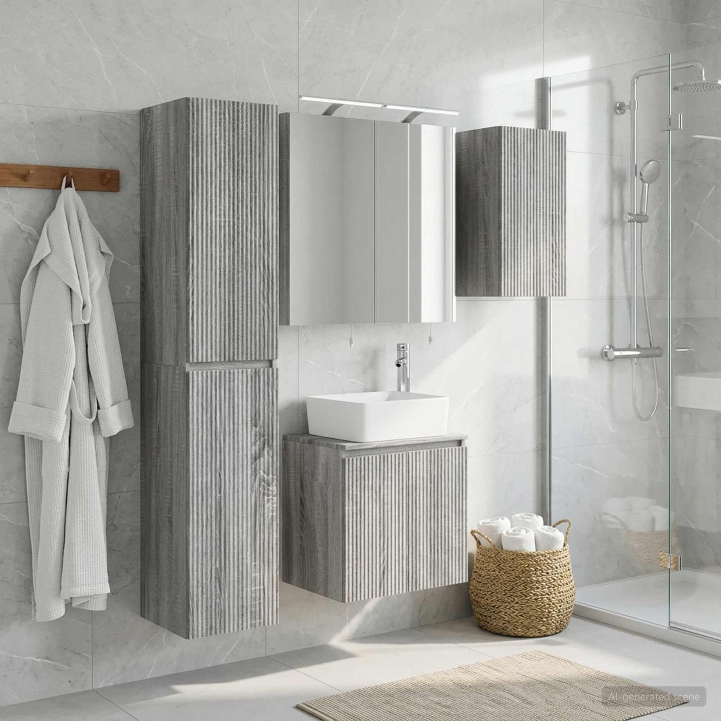 Bathroom Cabinet Set 5 pcs Grey Sonoma Engineered Wood