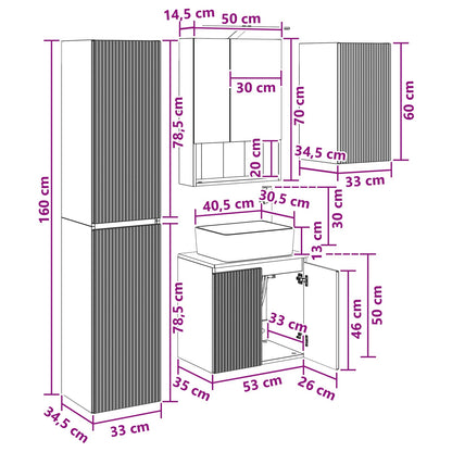 Bathroom Cabinet Set 5 pcs Sonoma Oak 50 x 14.5 x 70 cm