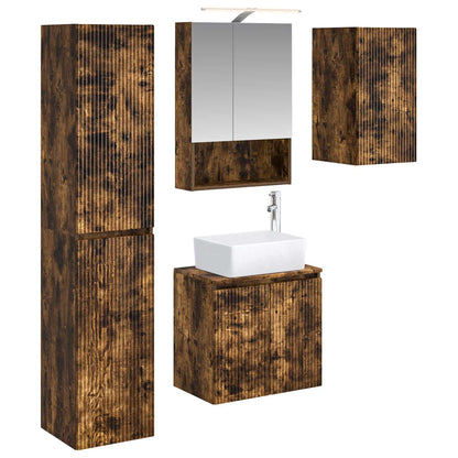 Bathroom Cabinet Set 5 pcs Smoked Oak 50 x 14.5 x 70 cm