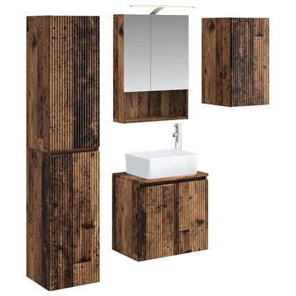 Bathroom Cabinet Set 5 pcs Old Wood 50 x 14.5 x 70 cm