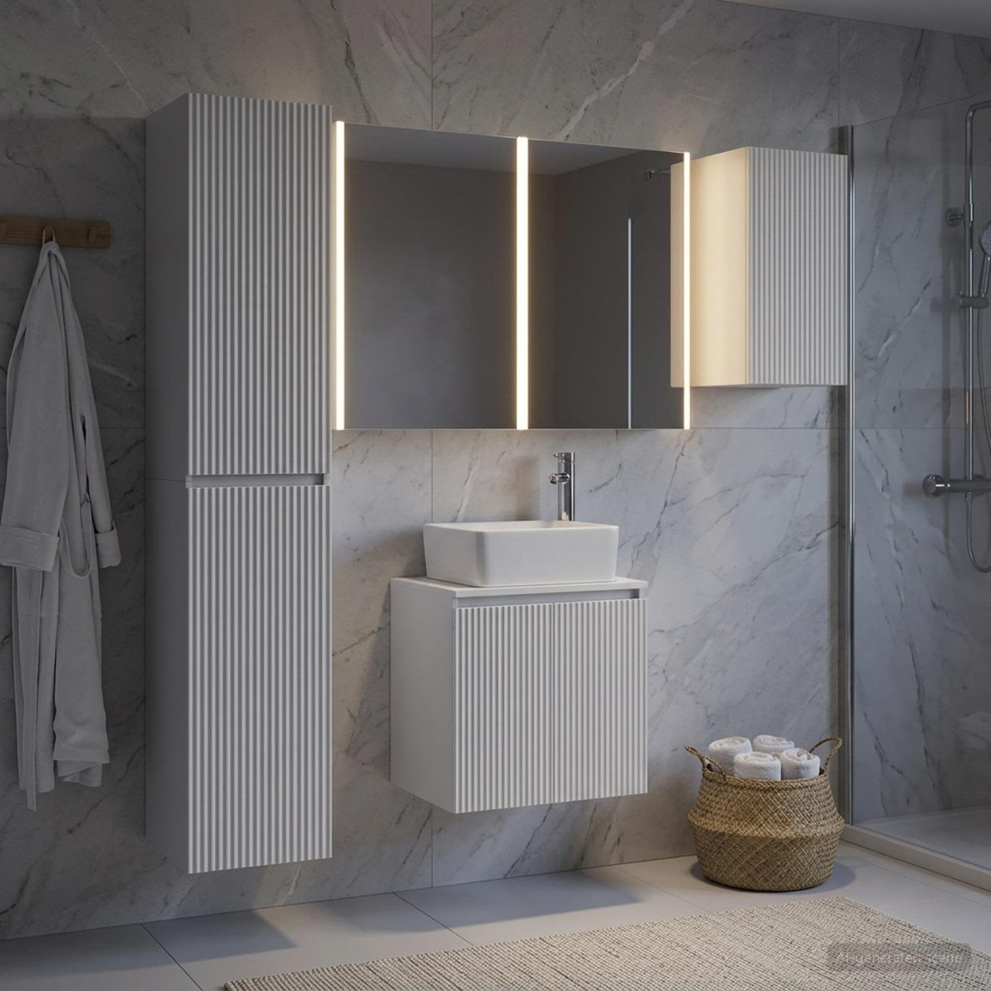 Bathroom Cabinet Set 5 pcs White Engineered Wood