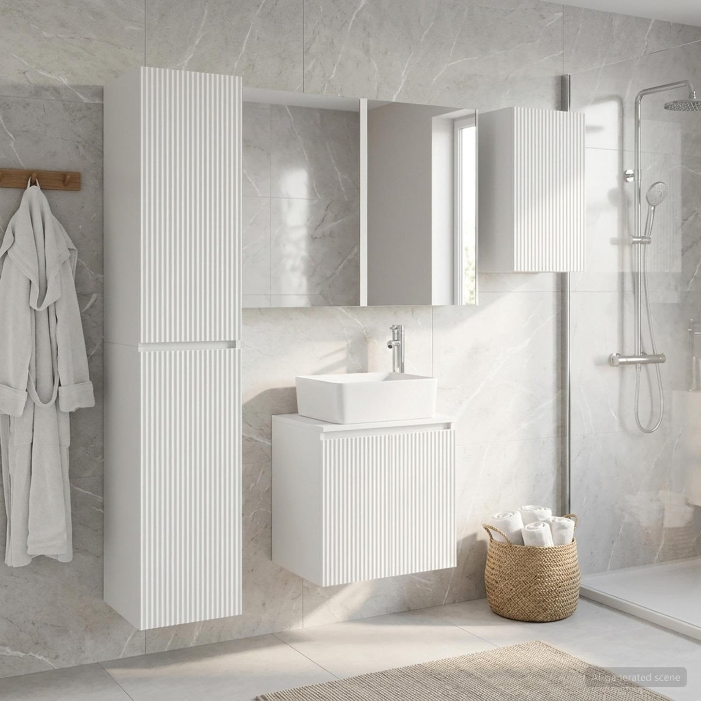 Bathroom Cabinet Set 5 pcs White Engineered Wood