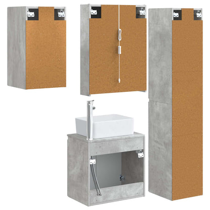 Bathroom Cabinet Set 5 pcs Concrete Grey 53 x 15.5 x 70 cm