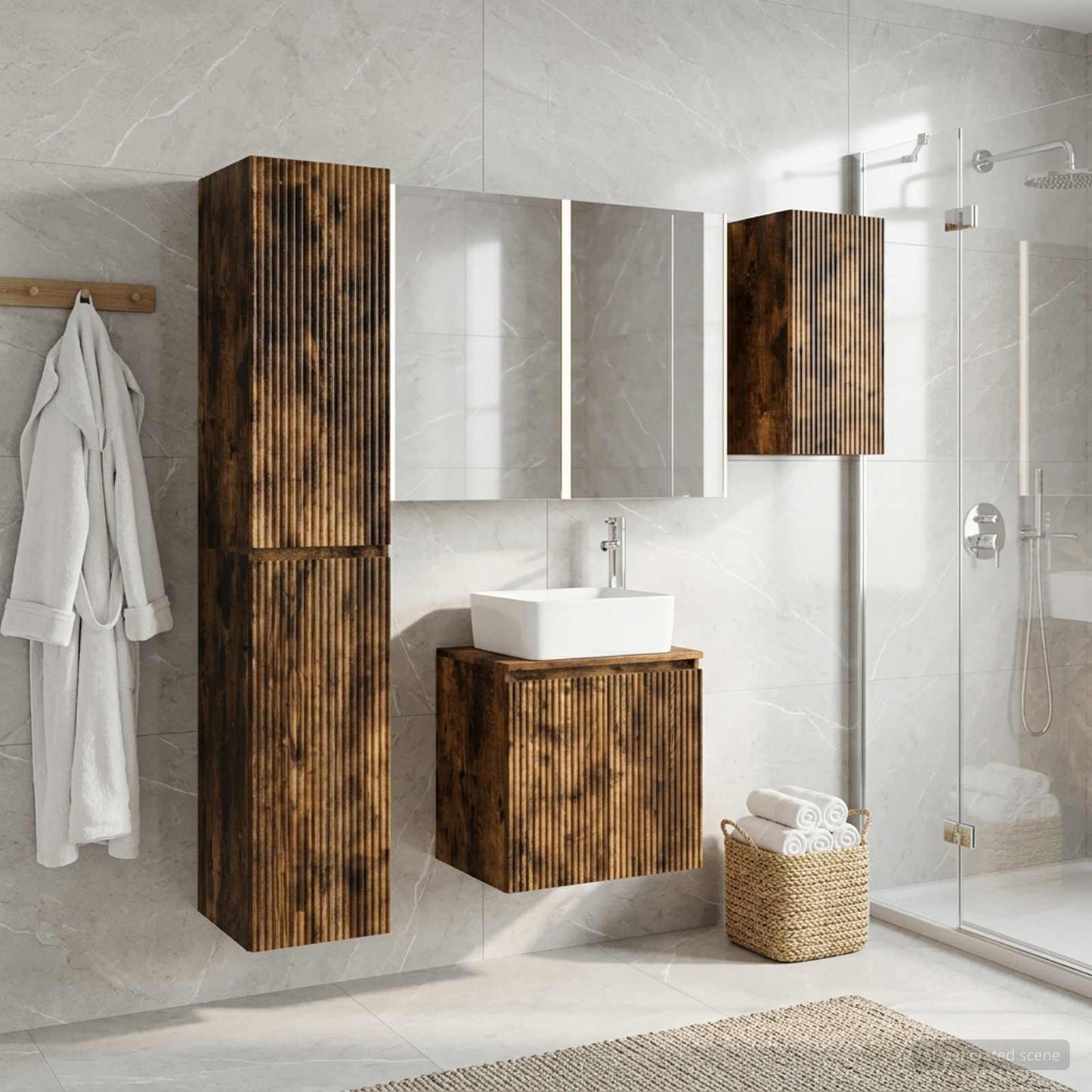 Bathroom Cabinet Set 5 pcs Smoked Oak Engineered Wood