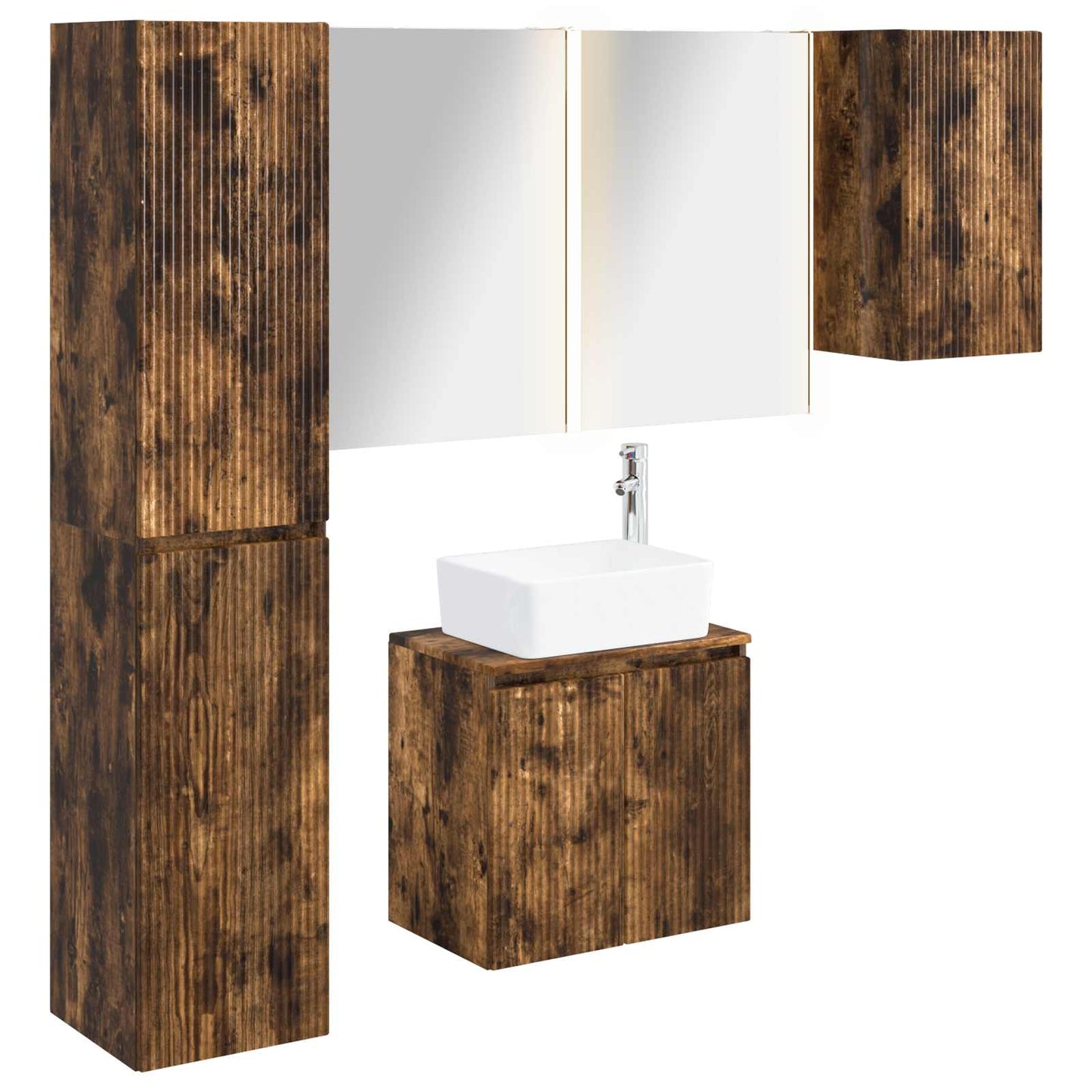 Bathroom Cabinet Set 5 pcs Smoked Oak Engineered Wood