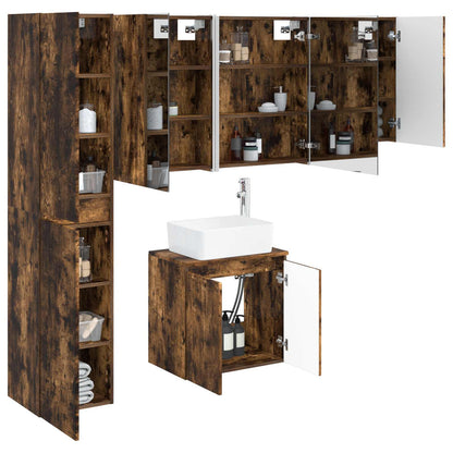 Bathroom Cabinet Set 5 pcs Smoked Oak Engineered Wood