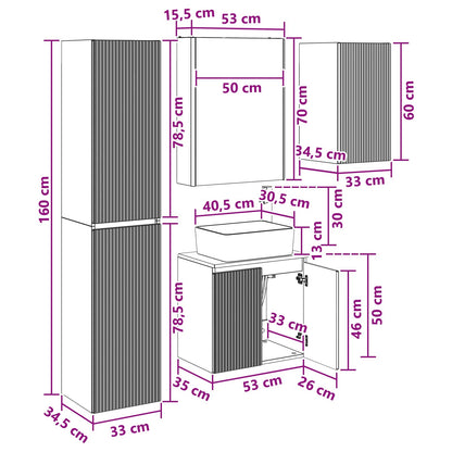 Bathroom Cabinet Set 5 pcs Artisan Oak 53 x 15.5 x 70 cm