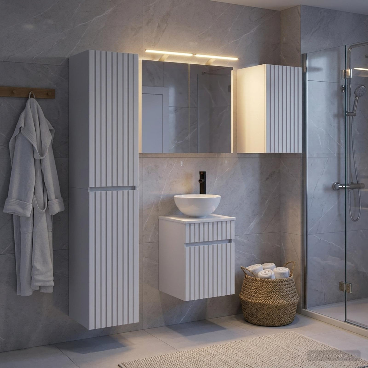 Bathroom Cabinet Set 5 pcs White Engineered Wood