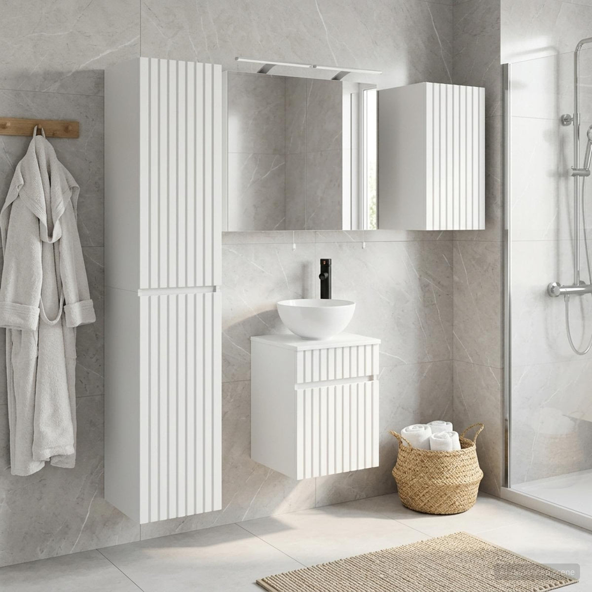 Bathroom Cabinet Set 5 pcs White Engineered Wood