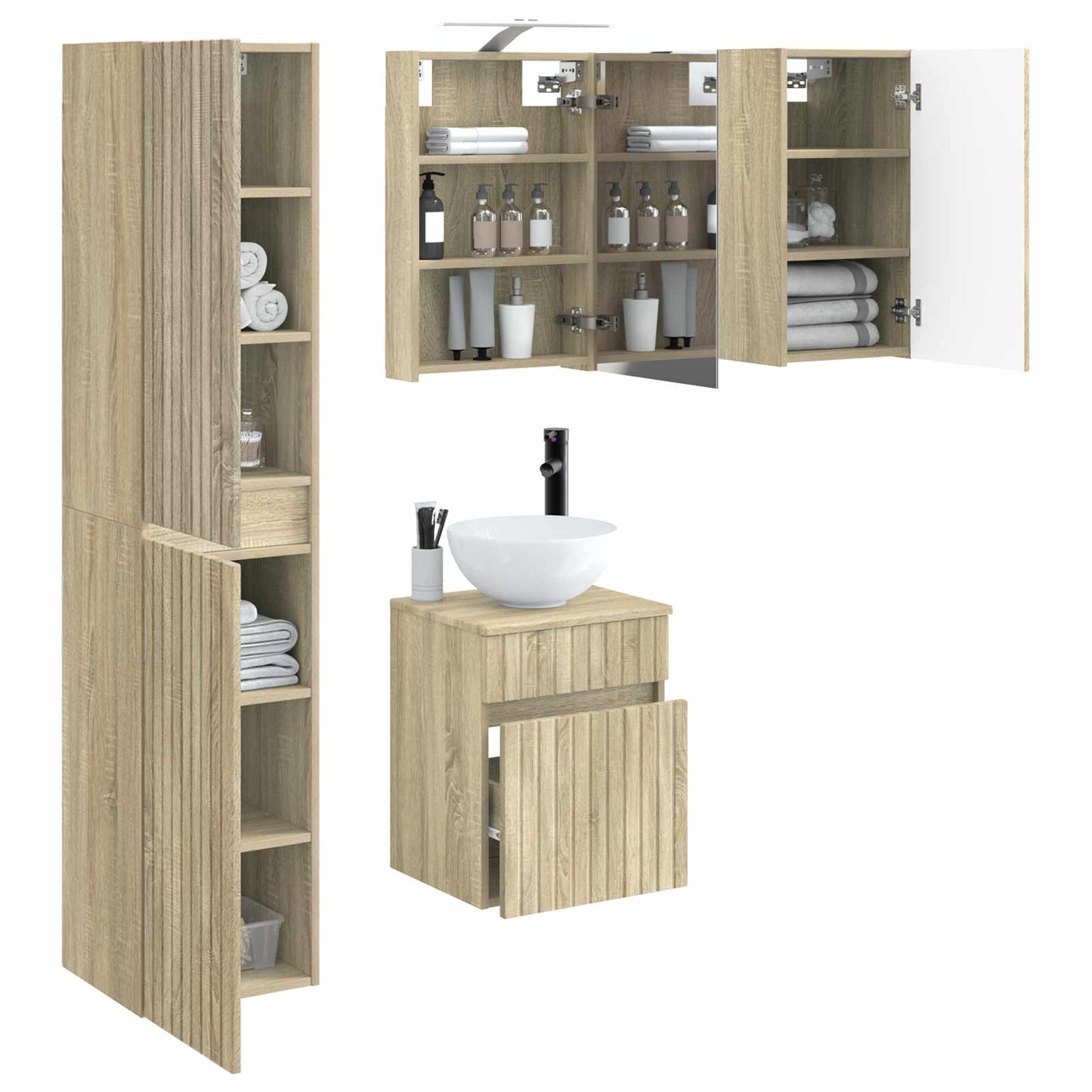 Bathroom Cabinet Set 5 pcs Sonoma Oak 40 x 10.5 x 60.5 cm