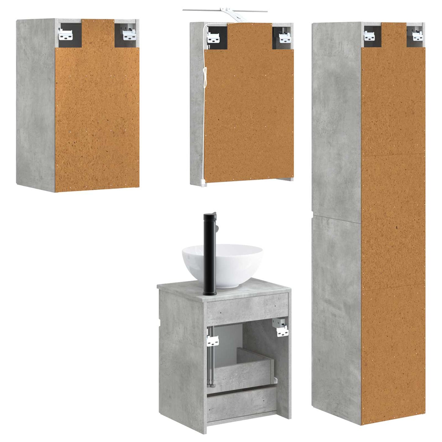 Bathroom Cabinet Set 5 pcs Concrete Grey 40 x 10.5 x 60.5 cm