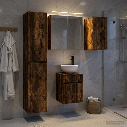 Bathroom Cabinet Set 5 pcs Smoked Oak Engineered Wood