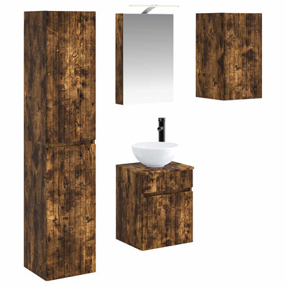 Bathroom Cabinet Set 5 pcs Smoked Oak 40 x 10.5 x 60.5 cm