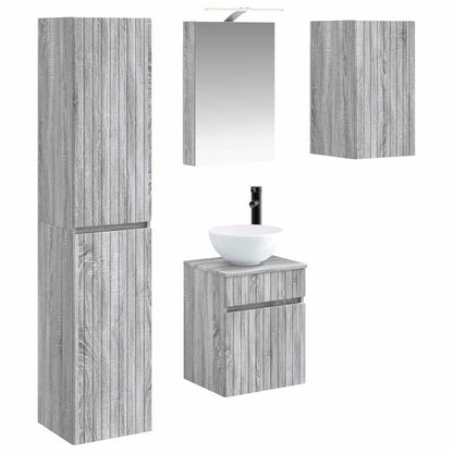 Bathroom Cabinet Set 5 pcs Grey Sonoma 40 x 10.5 x 60.5 cm