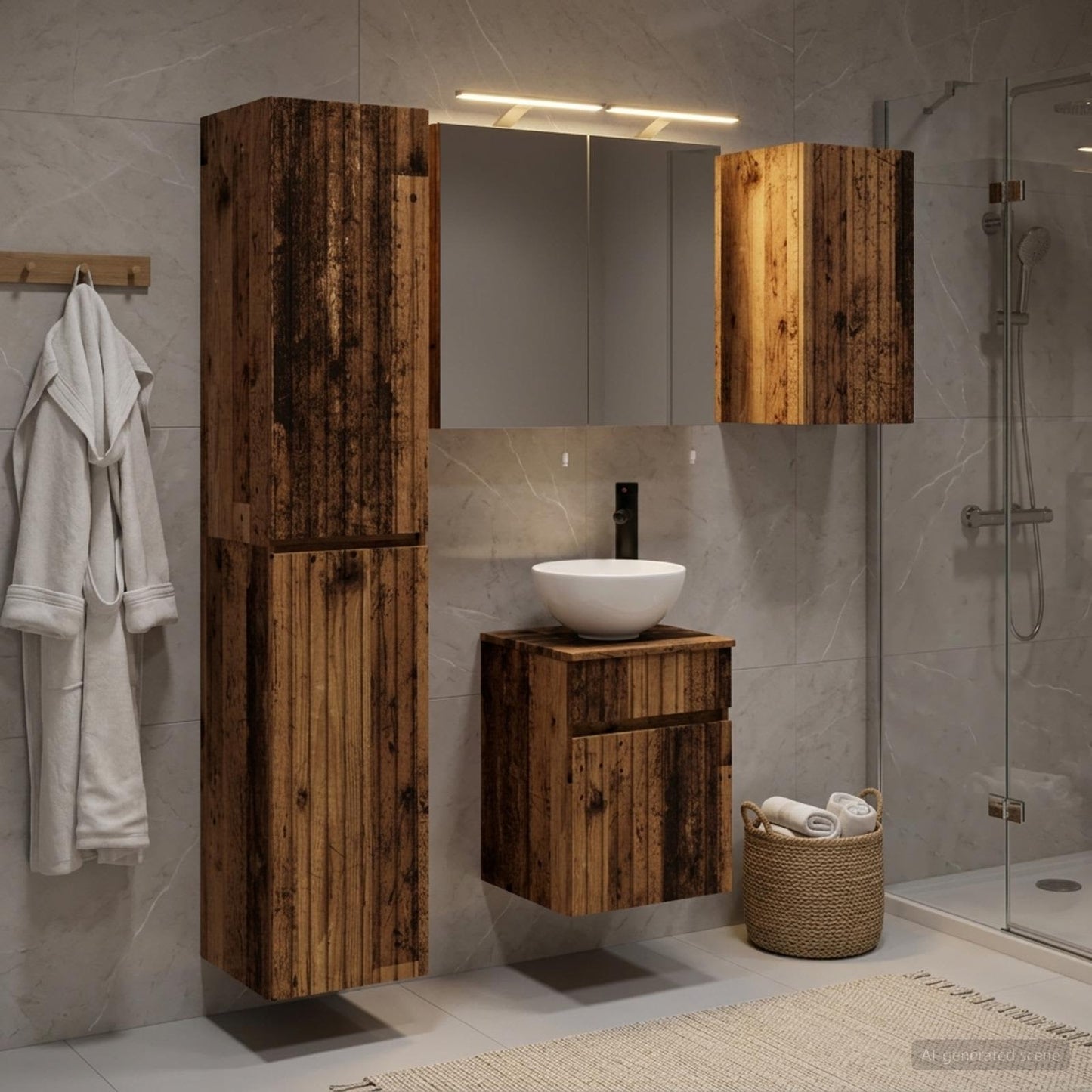Bathroom Cabinet Set 5 pcs Old Wood Engineered Wood
