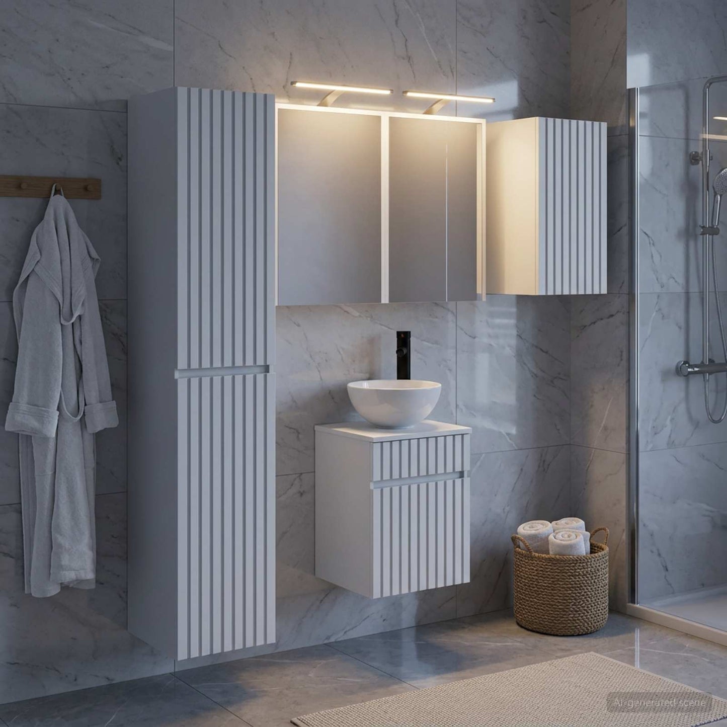 Bathroom Cabinet Set 5 pcs White Engineered Wood