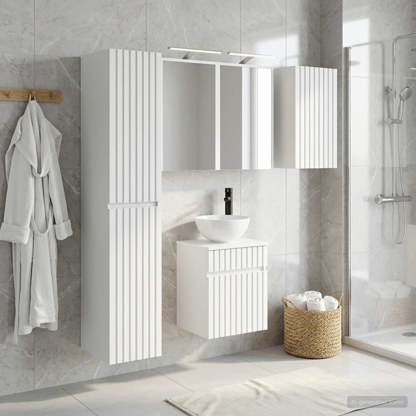 Bathroom Cabinet Set 5 pcs White Engineered Wood