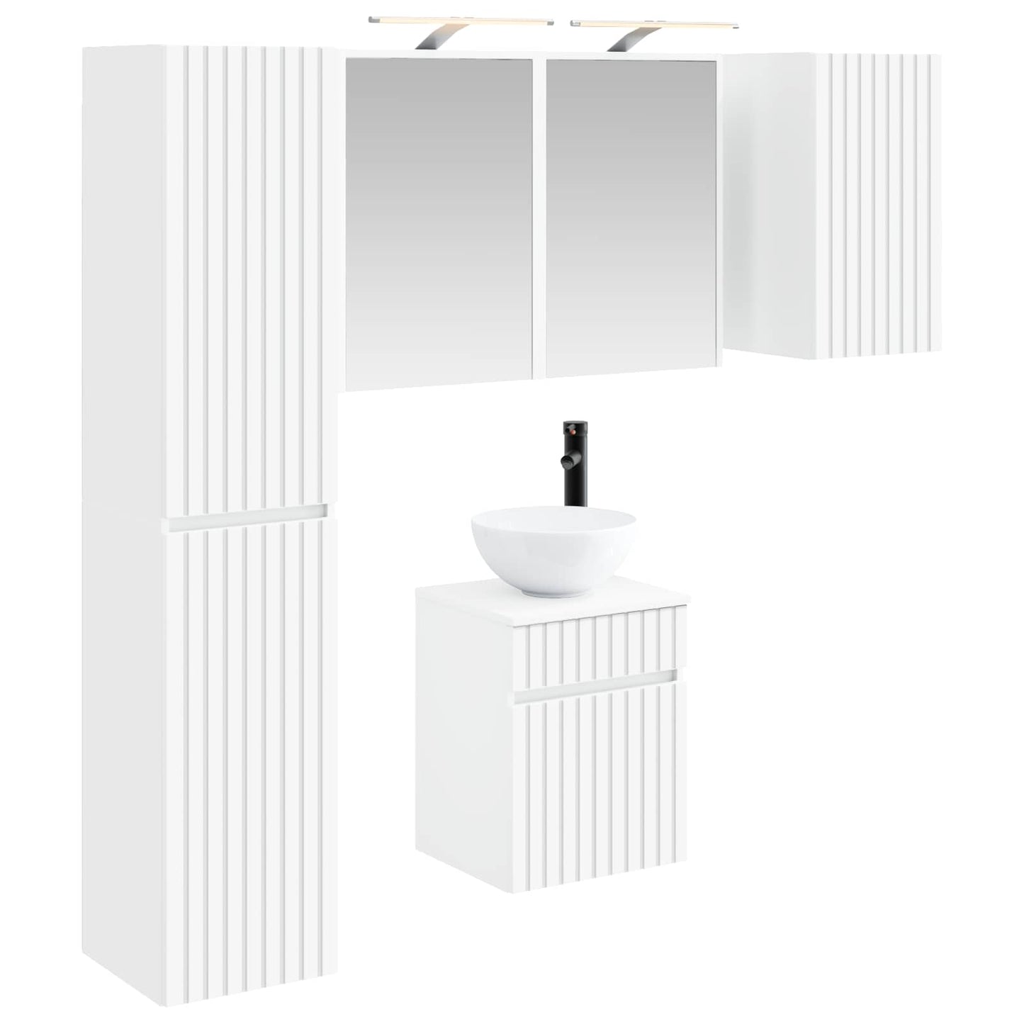 Bathroom Cabinet Set 5 pcs White Engineered Wood