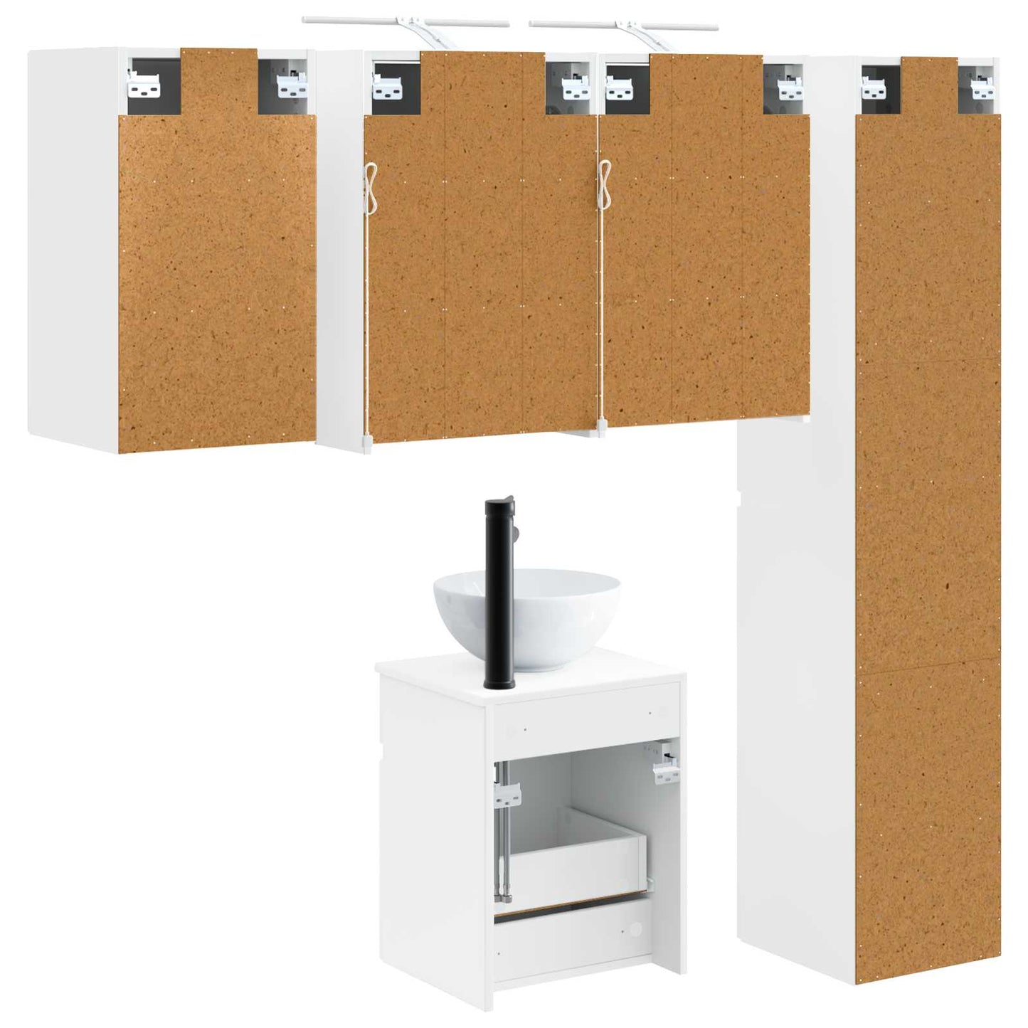 Bathroom Cabinet Set 5 pcs White Engineered Wood