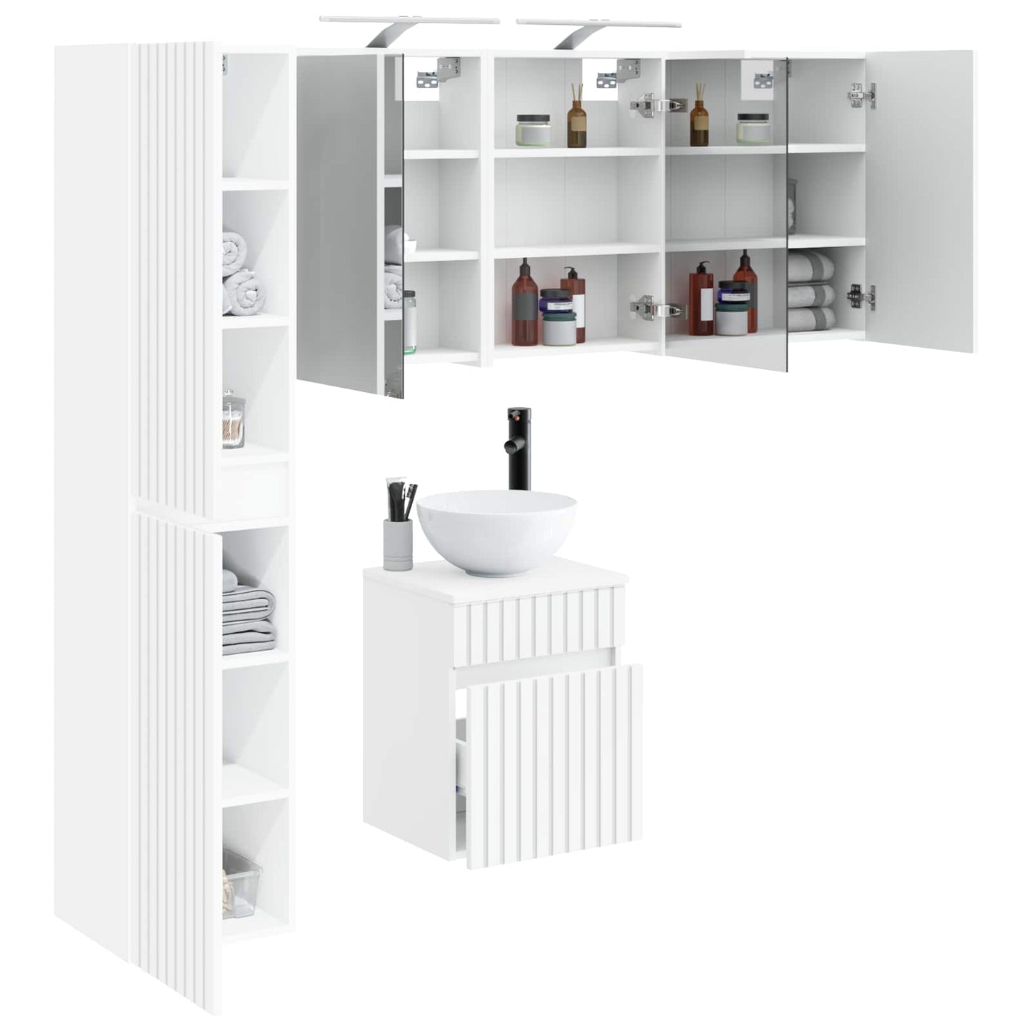 Bathroom Cabinet Set 5 pcs White Engineered Wood