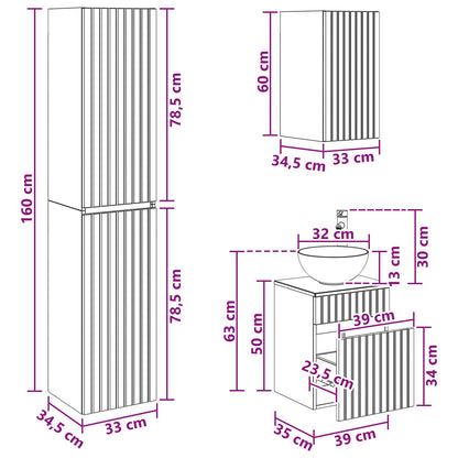 Bathroom Cabinet Set 5 pcs Sonoma Oak 43 x 16 x 62.5 cm